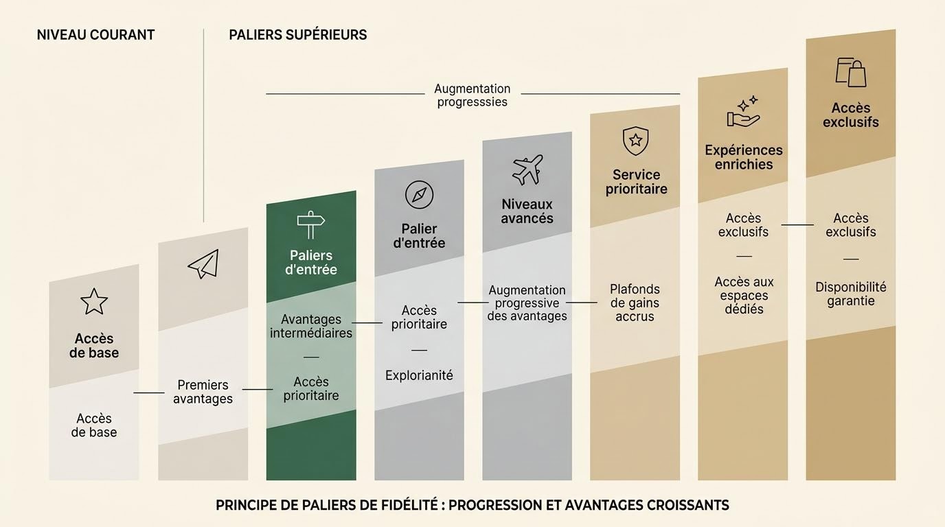 Représentation des niveaux de confort forfaits hôteliers et de leurs avantages respectifs
